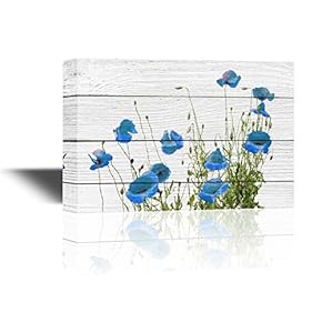Canvas Wall Art - Small Blue Flowers on Rustic Wood Background - Gallery Wrap Modern Home Art | Ready to Hang - 12x18 inches