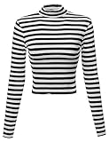 MBE Women's Long Sleeve Stripe Turtleneck Crop Top