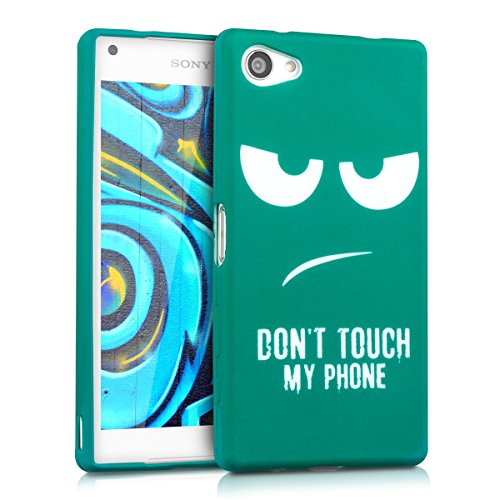 kwmobile TPU SILICONE CASE for Sony Xperia Z5 Compact Design Don't touch my phone white turquoise - Stylish designer case made of premium soft TPU