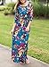 ZESICA Women's 3/4 Sleeve Floral Printed Tie Waist Long Maxi Dress With Pockets