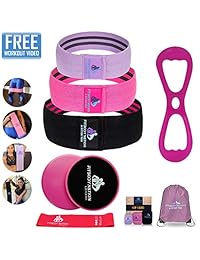 Bandas de resistencia de tela (3 piezas) para ejercicio de botín, cadera, piernas, muslos, mini banda de resistencia (1 pieza), 8 bandas elásticas para botín (1 pieza), discos deslizantes de núcleo (2 unidades), juego de entrenamiento completo para mujere