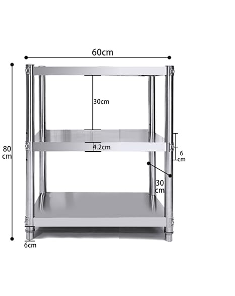 Küchengestell / 3-lagiges Edelstahl-Lagergestell/Boden Mikrowellen-Ofengestell/Gestell / spezielles Gestell / (größe : 60 * 8