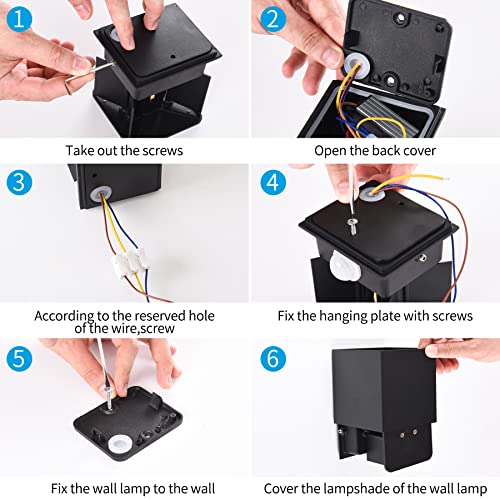Pack of 2 LED Wall Light Indoor/Outdoor with Motion Sensor, 12 W, 3000 K Warm White Wall Lamp, IP 65 Waterproof Outdoor Wall Light, Modern Outdoor Wall Lighting with Up and Down Adjustable Beam Angle, Black