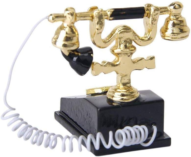 Potelin Dollhouse Retro Telephone Miniature Phone Vintage Telephone Toy Doll House Accessories for Mini Dollhouse Decoration