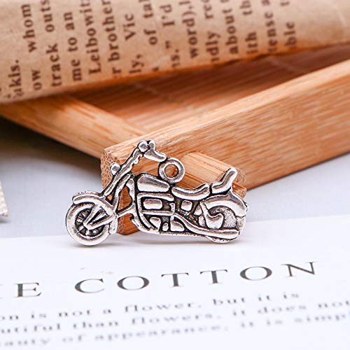 WSSROGY 100Pcs Silver Tone Motorcycle Charms Pendants DIY for Jewelry Pendants Necklace Making - Thumbnail 2