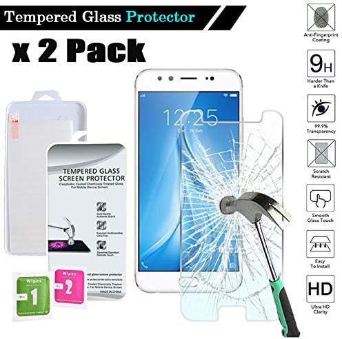 FINDING CASE 2 Pack Screen Protector For Vivo V5 Plus Premium Tempered Glass Film Cover, 0.33mm HD 9H Hardness 2.5D (Easy Installation Frame)