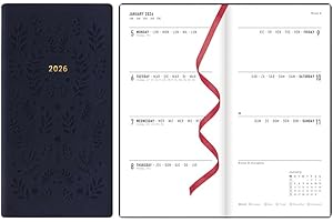 Letts of London® 2026 Woodland Weekly/Monthly Planner, 12 Months, January to December, Slim Pocket Size, 6.625" x 3.25", Sewn