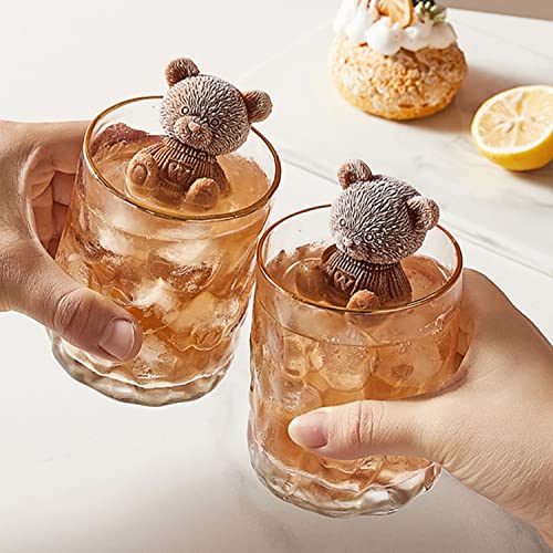 Bear Ice Mold, Cute 3D DIY Pudding Mould，Ice Coffee Juice Cocktail Mould, Ice Cube Trays Mold, Candy Soap Candle Mold, Bear Silicone Molds for Party Cake Decoration(2 PCS) (Small Size)