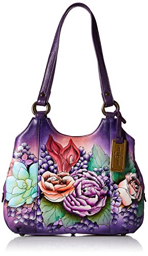 Anuschka Triple Compartment Medium Satchel Purse (Lush Lilac)