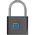 KENRONE Keyless Portable USB Charging Fingerprint Lock,Smart Padlock Quick Unlock Waterproof and Rustproof,Smart Lock for Warehouses, Gym, Schools, Homes, Office Cabinets (Black)