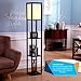TEANDE FBA_MXWEL-BK Maxwell LED Shelf Floor Lamp-Modern Mood Living Room and Bedroom-Shade Diffused Light Source with Open-Box Shelves-Ebony Black, Wood