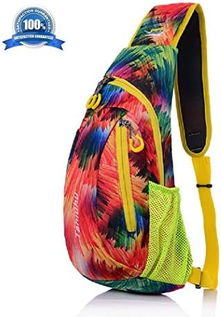 Shoulder Backpack, Mcolics Colorful Casual Cross Body Bag Outdoor Sling Bag Chest Pack with Adjustable Shoulder Strap for Cycling Hiking Camping Travel and Men Women (Painting Colorful)