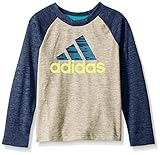 adidas Little Boys' Core Graphic Long Sleeve Tee, Dark Indigo Heather, 7