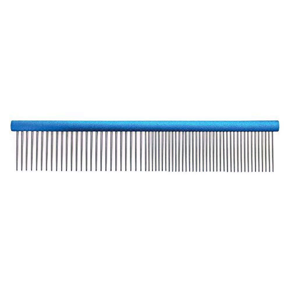 GROOM PROFESSIONAL Spectrum Aluminium Dog Comb 50/50 - Dog Grooming Comb - For Fine Coats - Perfect Comb for Small Breeds - More Intricate Areas or Finer Coats - Light Blue, 19cm
