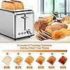 Toaster 2 Slice Wide Slots 815 W, Polished Stainless Steel Housing, 6 Browning Settings, High Lift Feature, Defrost Cancel and Reheat Functions, Slide Out Crumb Tray