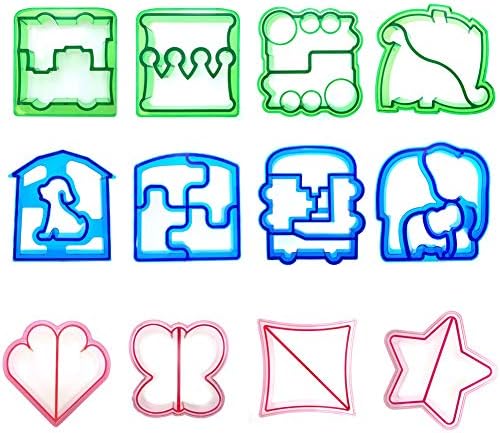 Jeeper Sandwich Cutters, 12 Pcs Sandwich Toast Cutter Cookies Cake Bread Food Cutter Mold Mould for Kids Make Funny School Lunch & Family Friendly