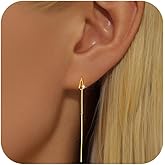 FUNYCHEN S925 Sterling Silver Threader Earrings for Women Dainty Long Chain Ear Line with Cubic Zirconia Elegant Dangle Tassel Earrings Heart Earring Valentine's Day Weeding Jewelry Gifts for Her