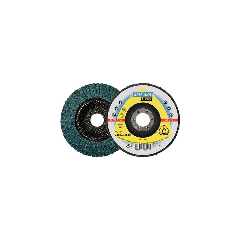 Klingspor 321514 "SMT 324 Extra" K40 Straight Abrasive Mop Disc, 0 V, Green/Black, 125 mm