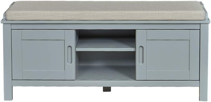  Brand – Ravenna Home Classic Solid Pine Storage Bench, 45"W, Gray Finish: Kitchen & Dining