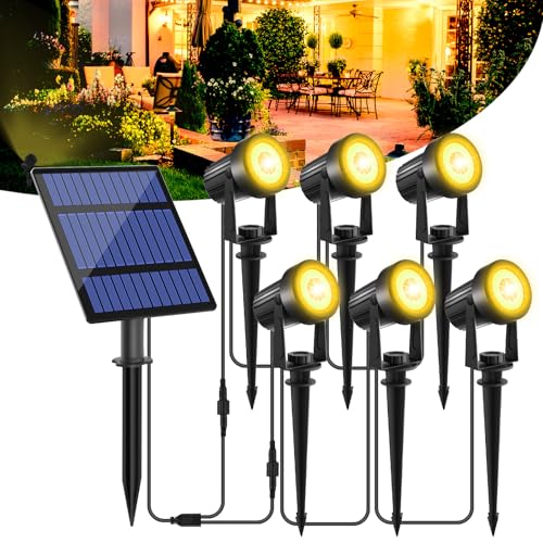 T-SUNUS Solarlampen für Außen Garten, 6 IN 1 Solar Gartenleuchte IP65 Wasserdicht Gartenstrahler Solar Außen Auto ON/OFF 2 Helligkeitsmodi für Garten