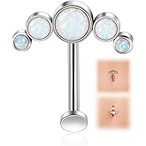 Lantine Floating Navel Piercing Jewelry Stainless Steel 14G Belly Button Rings Curved Barbell Navel Ring Cz Opal Eyebrow Lip Piercing Jewelry 10mm