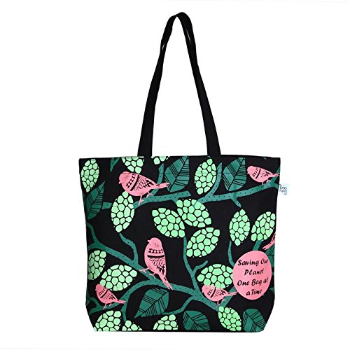 ecoright reusable 100% cotton canvas ecofriendly large tote bag printed "sparrows"