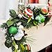 Valery Madelyn Pre-Lit 6 Feet Classic Collection Splendor Red Green White Christmas Garland with 20 LED Lights and Ball Ornaments for Front Door Window Fireplace Mantle Xmas Decor, Battery Operated