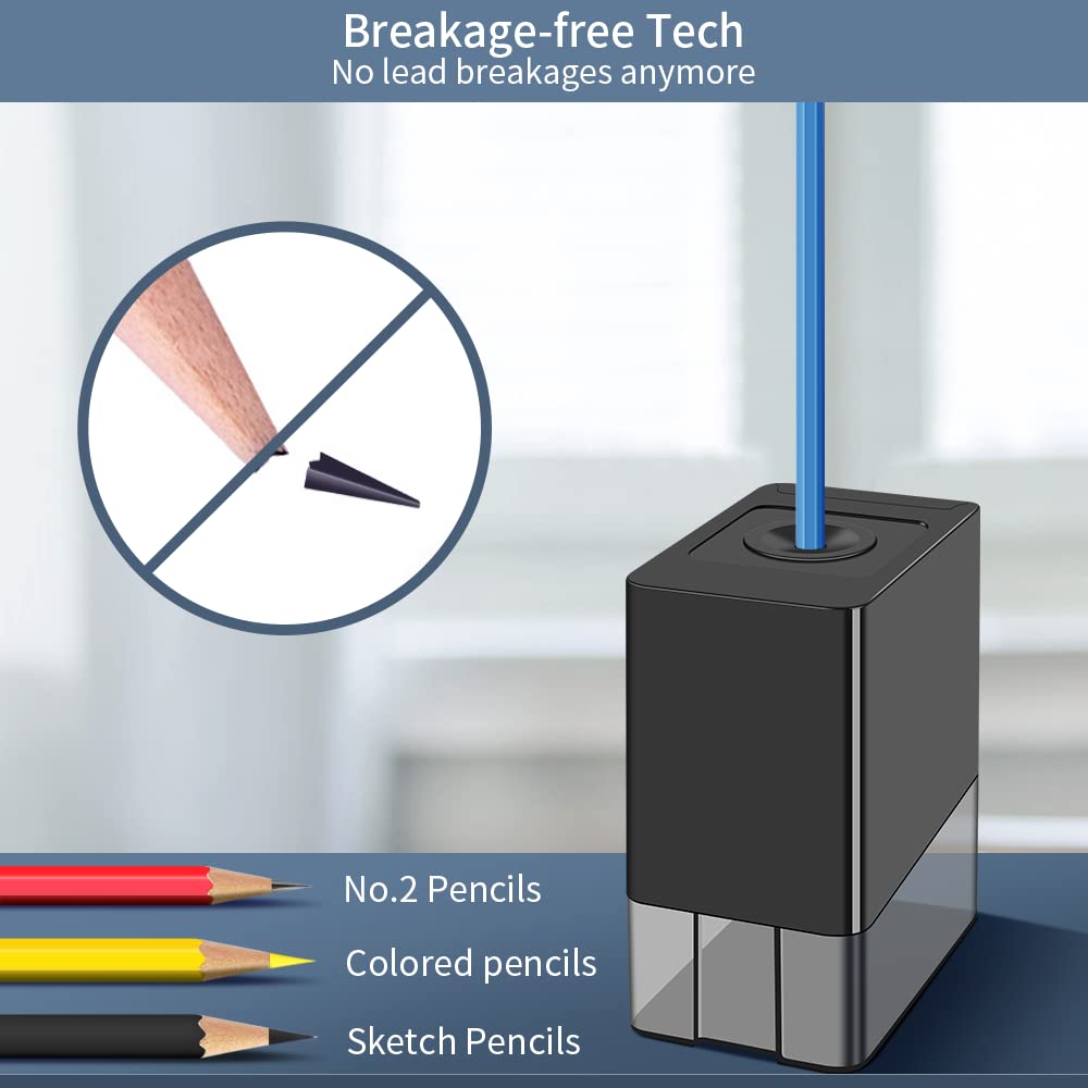 Fully Automatic Small Battery Operated Electric Pencil Sharpener, Colored Pencil Sharpeners, Hands Free Pencil Sharpener for 8mm Pencils, AFMAT Pencil Sharpener for Artists, Kids Friendly