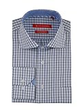 Gino Valentino Mens Check Dress Shirt Cotton Spread Collar Barrel Cuff