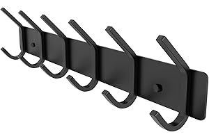 WUIVIUT Wall Hooks Coat Hooks Wall Mounted, Coat Rack with 6 Double Hooks for Hanging Towel Hat Coat Robe Bag Key for Bathroo