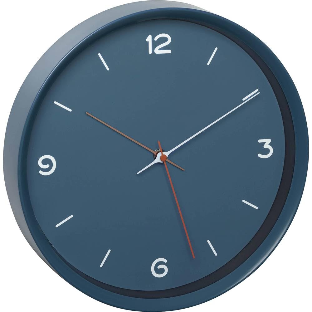 TFA Dostmann Analog Wall Clock 60.3056.06 Silent Sweep Movement Quartz Clock Glass Cover Petrol Blue L315 x W50 x H340 mm