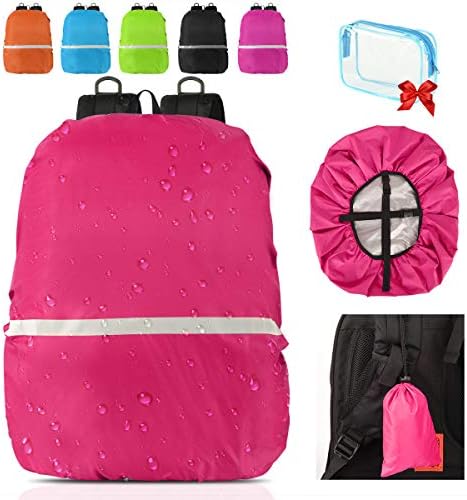 Qerhod Waterproof Backpack Rain Cover(15-70L) with Reflective Strip,Perfect for Hiking Backpack,Travel Backpack,Camping Backpack,Business Bag,etc.-Includes 2 Carry Bag