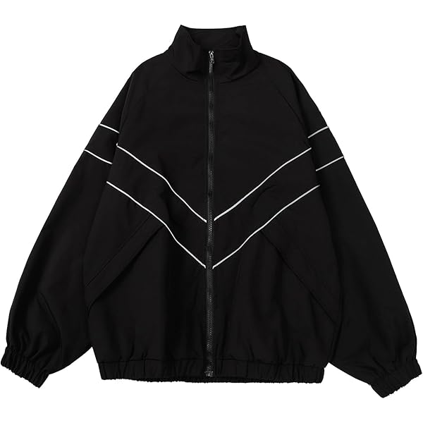 SOLY HUX Men's Y2k Zip Up Jacket Lightweight Windbreaker Outerwear