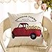 Fahrendom Sunshine Farms Sunflower Vintage Red Truck Rustic Farmhouse Decor Spring Summer Sign Decoration Cotton Linen Home Decorative Throw Pillow Case Cushion Cover for Sofa Couch, 18 x 18 in