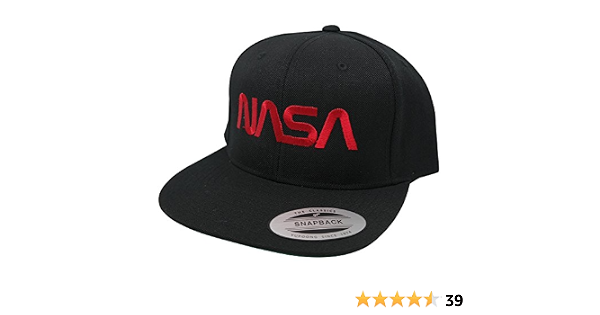 Flexfit NASA Worm Red Text Embroidery 