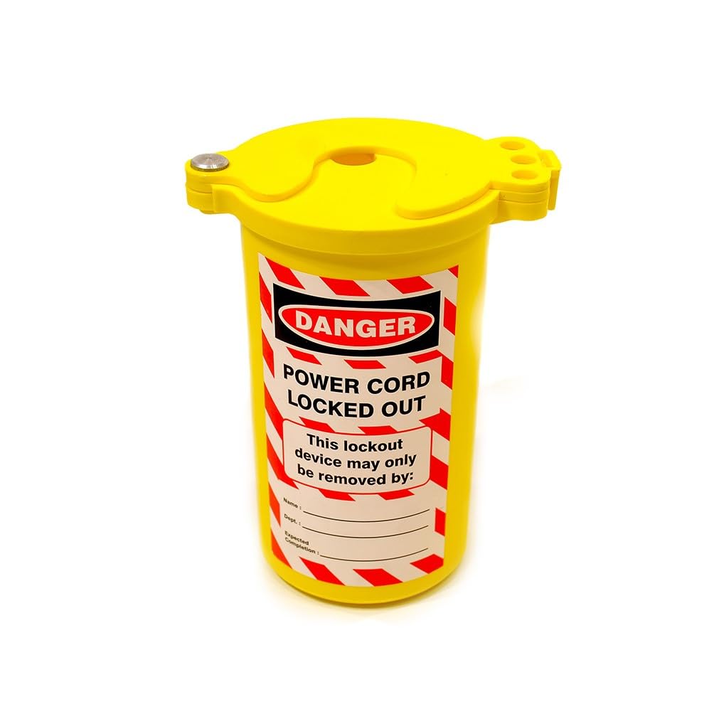 Electrical Plug Lockout Cylinder - Fits Plugs Up to 34mm | High-Visibility Yellow Safety Device | Industrial Lockout Tagout for Workplace Compliance