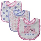 Gerber Baby-Girls Terry Dribbler Bib, Leopard, One Size (Pack of 3)