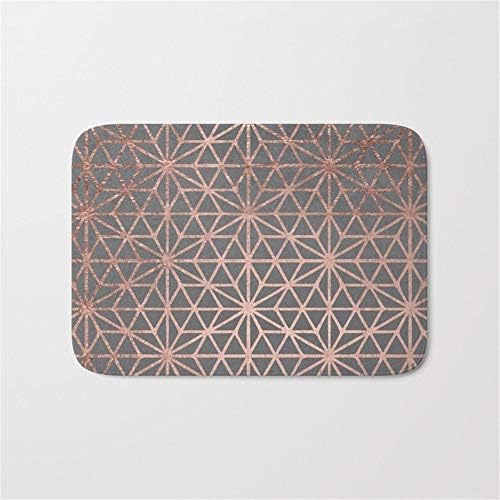 Pzeband Modern Rose Gold Stars Geometric Pattern Christmas Grey Graphite Concrete Industrial Cement Doormat Bath Door Mat (15.7" x 23.6" Inches)