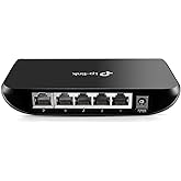 TP-Link 5 Port Gigabit Ethernet Network Switch (TL-SG1005D) - Plug and Play, Desktop or Wall Mount, Plastic Case, Ethernet Sp