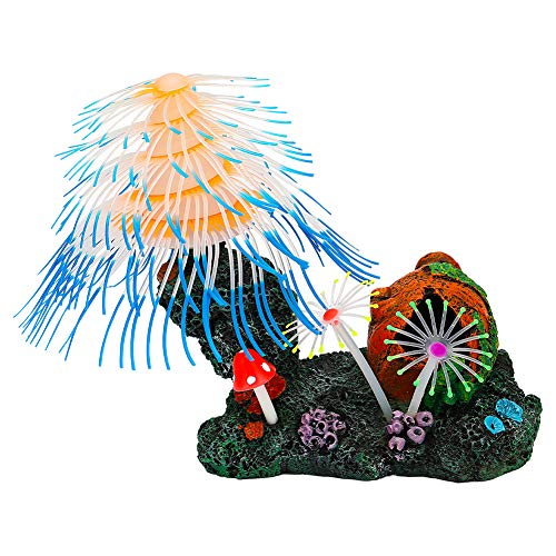 Uniclife Christmas Tree Fish Tank Decorations Glowing Effect Ornament Silicone Aquarium Decor, Blue