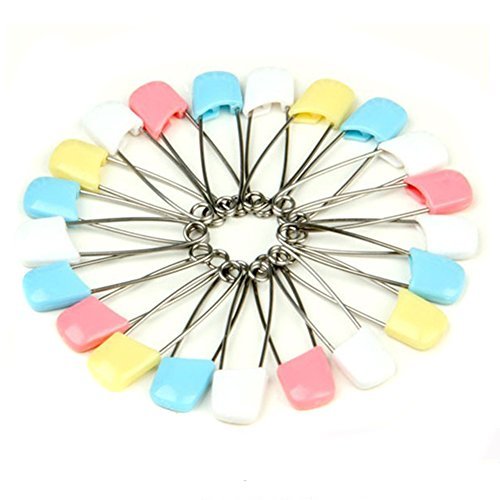Olymstore(TM) 100 Pcs Baby Child Infant Kids Plastic Head Cloth Diaper Nappy Pins Safety Safe Hold Clip Locking Cloth Size L - Random Color