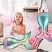 6 Pieces Mermaid Tail Balloons Bright Colored Mermaid Foil Balloons for Mermaid Sea Theme Party Supplies Birthday Wedding Decorations (Blue Pink, Blue Green)