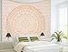 THE ART BOX Glittering Gold Tapestry Wall Hanging Mandala- Indian Cotton Throw Hippie Tapestries - Boho Bedding White Golden Queen Bedspread 85x90 inches-Meditation Yoga Rugs Mats
