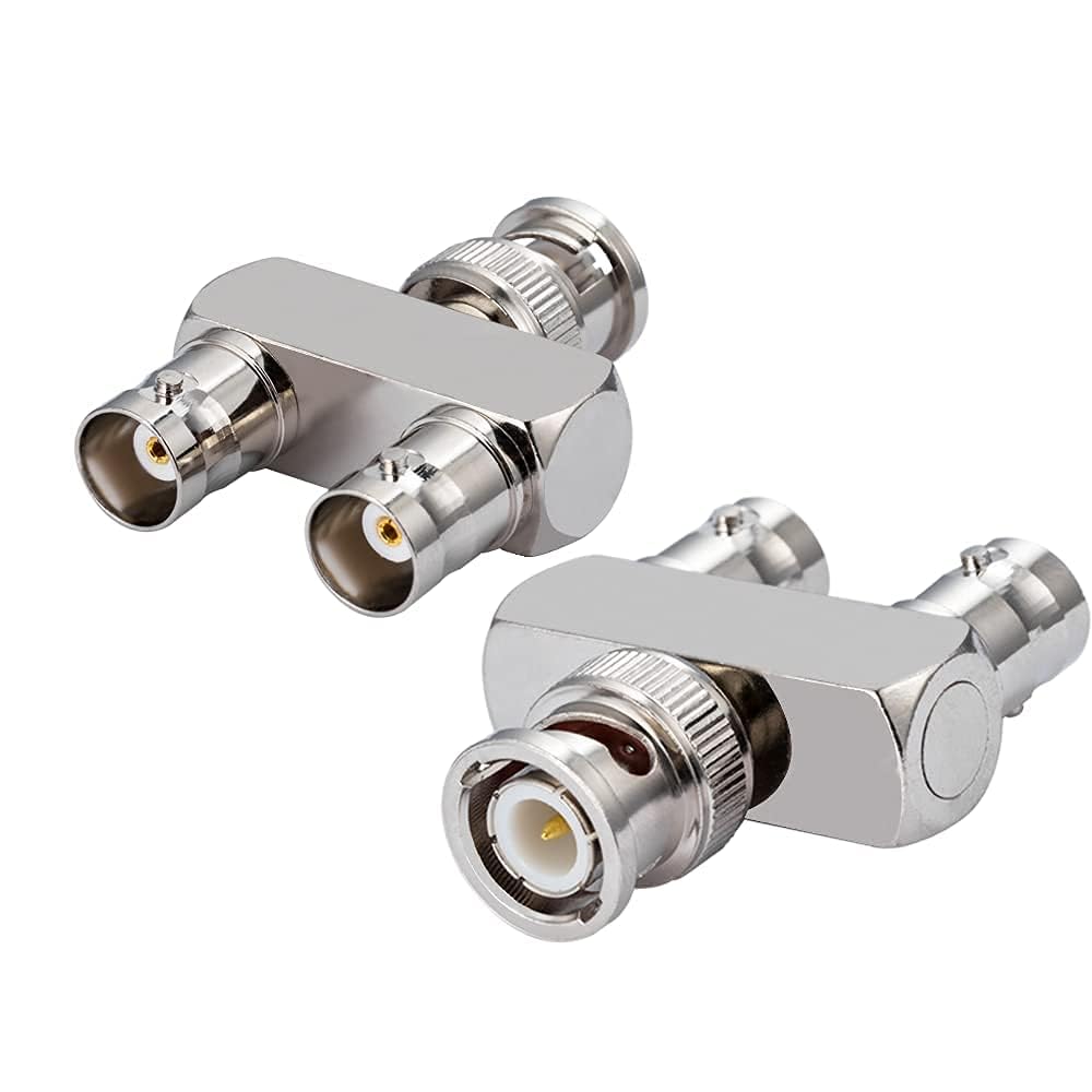 Vecys BNC Adapter BNC Male to Dual F Type Female Y Type 3 Way T-Socket Splitter Adapter for CB Antenna 4G Walkie Talkie CCTV Handfunk Ham Radio HD Video (2 pcs)