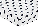 Sweet Jojo Designs Fitted Crib Sheet for Blue Whale Baby/Toddler Bedding Set Collection - Mini Whale Print
