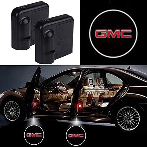 PATRICON 2-Pack Wireless Car Door Led Welcome Light Projector for GMC Accessory, No Drill Type Logo Light Ghost Shadow Light Lamp