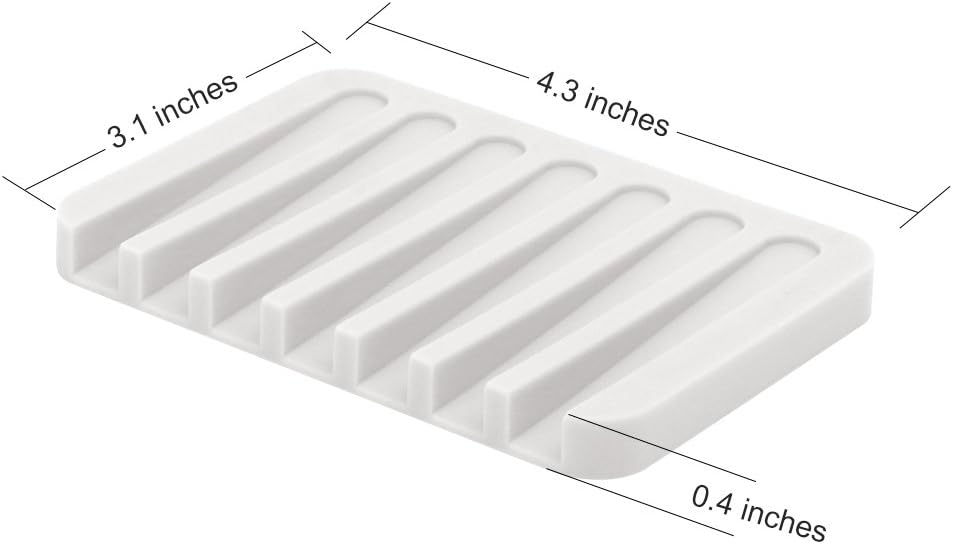 Anwenk Soap Dish Tray Saver Holder Drainer Shower Waterfall for Bathroom/Kitchen/Counter Top, Keep Bars Dry Easy Cleaning Flexible Silicone, White, 3 Pack: Home & Kitchen