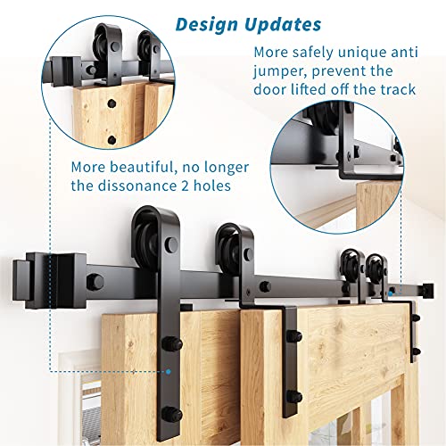 ZEKOO 8 FT Single Track Bypass Sliding Barn Door Hardware Kit for