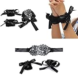 Miswilsi Couples Games Flirt Tools Soft Black Adults Toys Lace Bracelets Eye Mask and Handcuffs Lace Handcuffs Blindfolded Mask