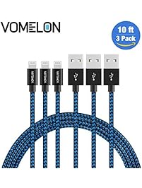 Lightning Cable, 3Pack 10FT Nylon Braided Extra Long Tangle-Free Cord Lightning Cable Certified to USB iPhone Charger for iPhone 7/7 Plus/6S/6 Plus, SE/5S/5, iPad, iPod Nano 7-[Blue+Black]